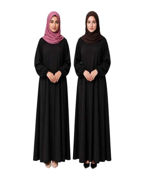 Premium Chiffon Hijab set Bubblegum Pink and  Classic Black Hijab