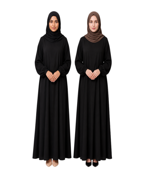 Premium Chiffon Hijab Classic Black and  Taupe Brown