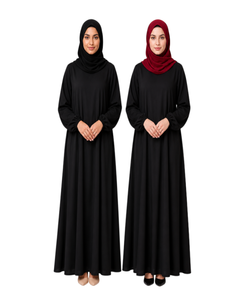 Premium Chiffon Hijab Scarf Bundle – Classic Black & Ruby Red